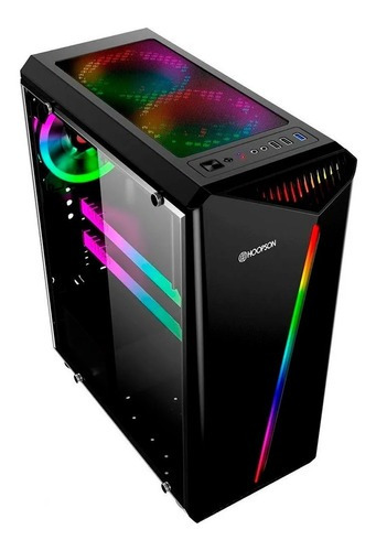 Gabinete Gamer Cpu-018g-pt Hoopson Com Painel Led Rgb Preto