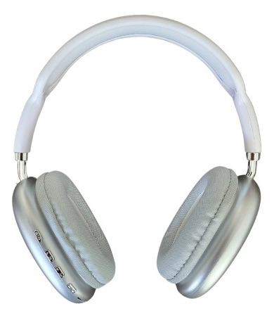 Audífonos Bluetooth De Diadema P9 Plus Plateado Y Blanco Con