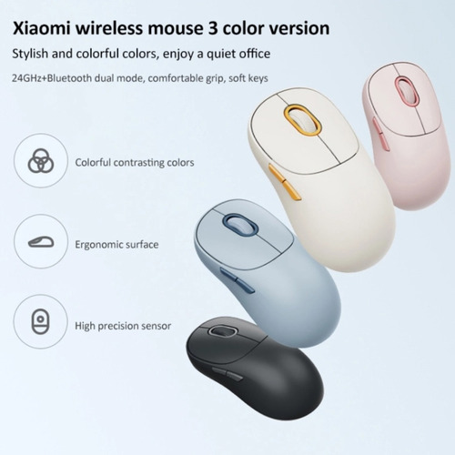 Mouse Inalámbrico Xiaomi Mi 3 Tres Modos Silent Editio Negro