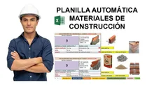 Comprar Planilla Excel De Cálculo De Materiales, Costo, Mano De Obra