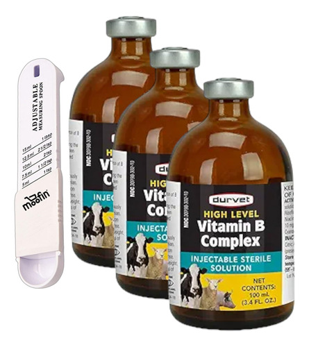 Durvet B Complex Inyectable, 3.4 Fl Oz, Vitaminas Animales D