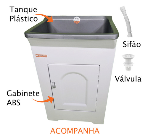 Tanque Com Armário Em Plástico Abs 34l Área Externa Sifão