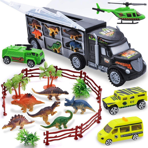 Transporter Dinosaur Carrier Toy Truck Con 6 Figuras De...