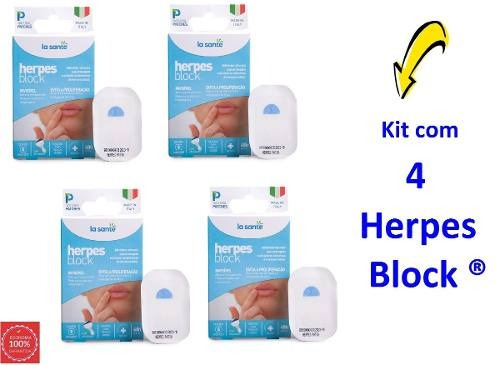 Kit Com 4 Herpes Block ® Adesivos Herpes Labial Original