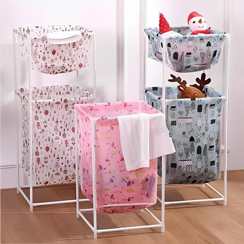Cesto Duplo Infantil 2 Andares Para Guardar Brinquedos
