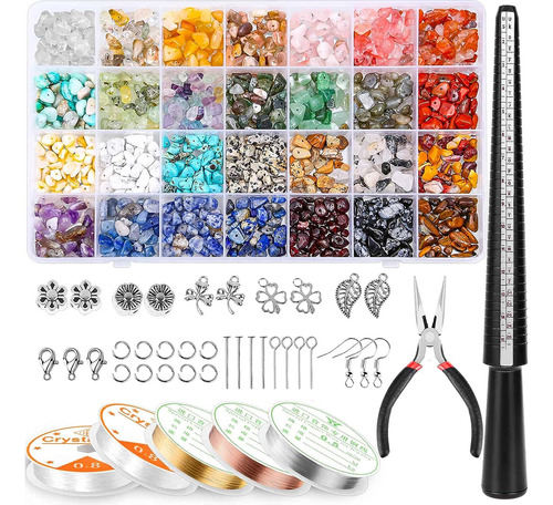 Kit Hacer Anillos Cuentas De Cristal De 28 Colores,  16...