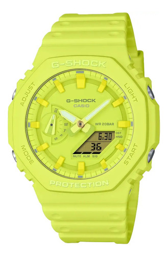 Reloj Casio G-shock Series Dig/ana Ga-2100 Correa Amarillo Bisel Amarillo Fondo Amarillo