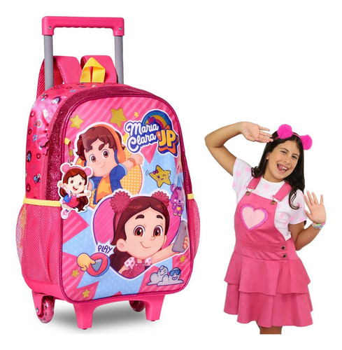 Mochila infantil Rodinhas Maria Clara & Jp Youtube Clio Roda Color Bubble Gum Pink 17 L
