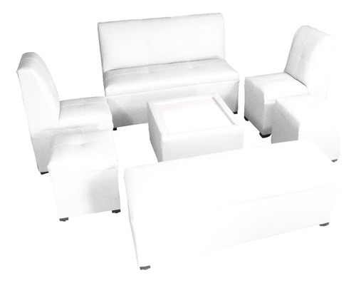 Sala Lounge Minimalista Moderna Puff Sillones Color Blanco