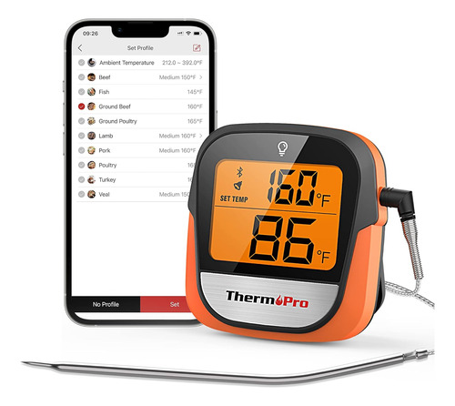 Thermopro Tp901 - Termómetro Inalámbrico Para Carne De 450 P