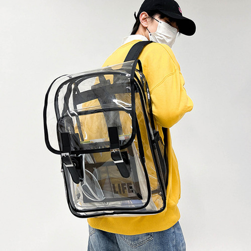 Mochila J, Resistente, Transparente, Con Compartimento Grande Para Portátil Pl