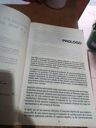 Variables Complejas Y Sus Aplicaciones - Churchill / B. (Usado)