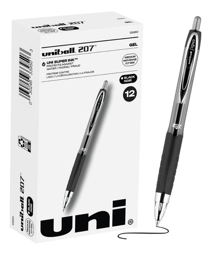 Bolígrafos Uni-ball 207 Tinta Negra 0.7 Mm - 12 Bolígrafos