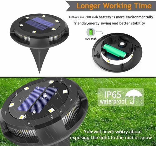 4 Luces Solares De Jardín Rgb, 10 Led+resistente Al Agua