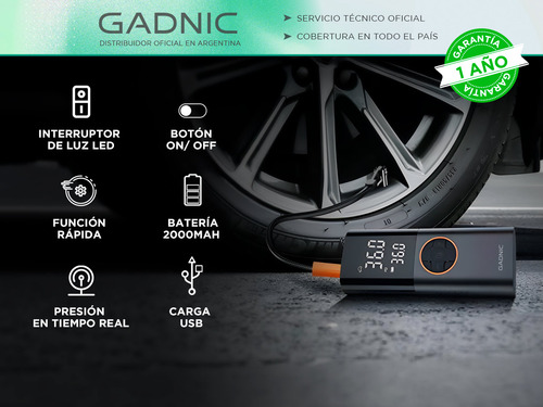 Compresor De Aire Portátil Gadnic Mini Neumáticos Autos