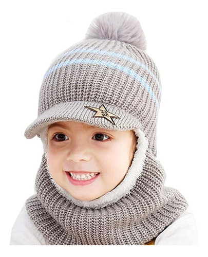 Gorro Para Niños #warm, 2 En 1, Cálido Para Otoño E Invierno