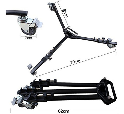 Base Universal 3 Ruedas Plegable Para Trípode Cámara Y Otros