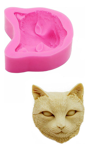 Molde De   3d De Cabeza De Gato Decoración Diy Trinket...