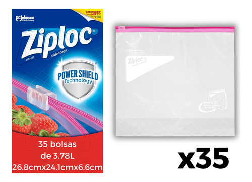 Bolsas Ziploc Slider Paquete 35 Unidades 26.8x24.1x6.6 3.78l