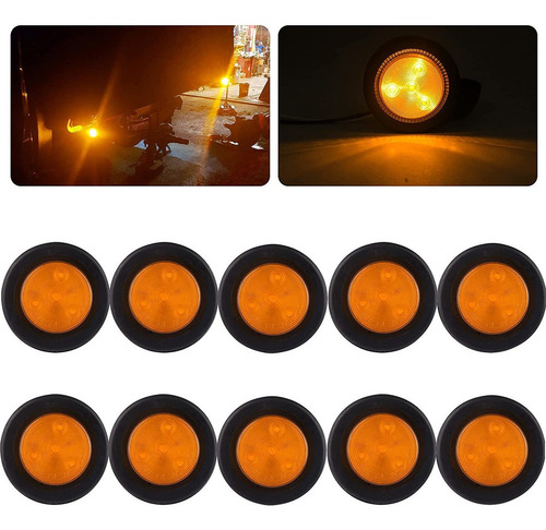 10 Pcs Luces Led Redondas De 2 Pulgadas Ámbar For Remolque