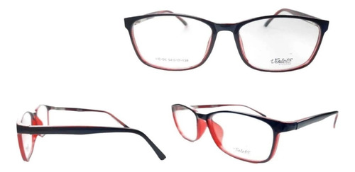 Lentes Monturas Negro Brillante Interno Rojo 