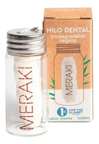 Hilo Dental Biodegradable Meraki Envase De Vidrio Vegano