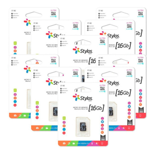 Kit 10 Memoria Micro Sd 16gb Stylos Uhs1  Stmsda1b