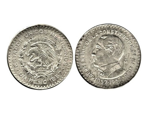 Moneda 1 Peso Juarez 1957 Plata