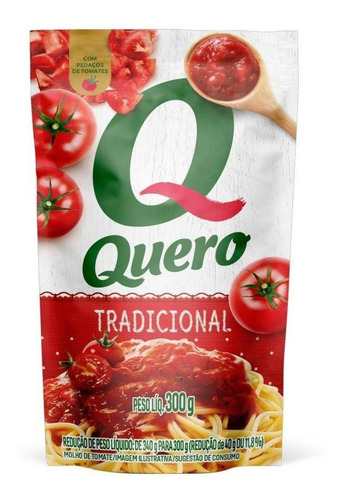 Molho De Tomate Quero Tradicional Sache 340gr - Kit Com 24