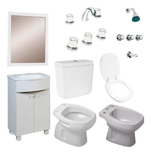 Combo Baño Completo Griferias Inodoro Vanitory C116 P