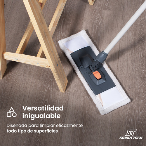 Mopa Trapeador Lampazo Escurridor Microfibra Limpiador Piso Gris Smart Tech