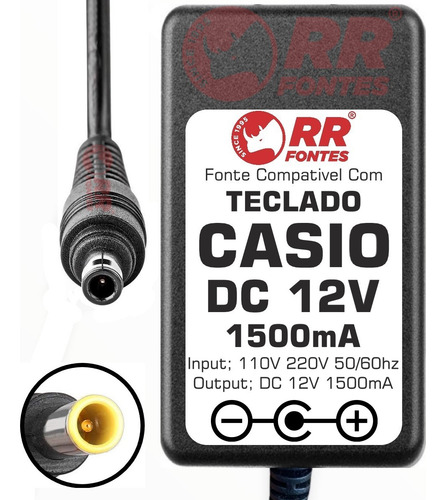Fonte 12v 1500ma Pra Teclado Piano Casio Ctk-7200 Px-5 X-135