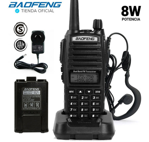Handy Baofeng Uv82 Plus Uhf Vhf Radio Manos Libres + Bateria