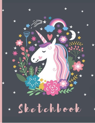 Cuaderno Bocetos: Un Lindo Unicornio Kawaii Páginas Grandes