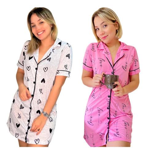 Kit 2 Camisola Americana Amamentação Maternidade Pós Parto