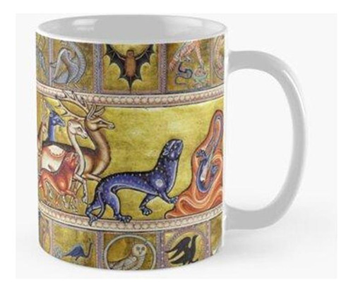 Taza Medieval Bestiary,deers,goat,camel Panther,snake Dragon