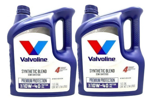 Aceite para motor Valvoline semi-sintético 10W-40 para autos, pickups & suv 1 pack de 2 unidades / 7.56L
