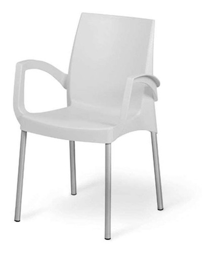 Cadeira Plástico Branco Com Pés Em Alumínio Jasmim Planmar
