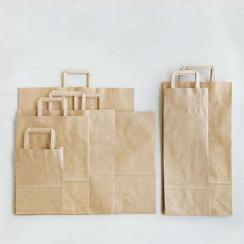 Bolsas Papel Madera Kraft Manija 30x40 Romipack X50 U.