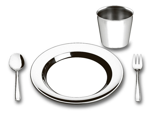 Prato Copo Talher Infantil Baby Alimentação Aço Inox Brinox