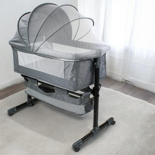 Cuna Colecho Para Bebé Con Mosquitero Con Ruedas Gris