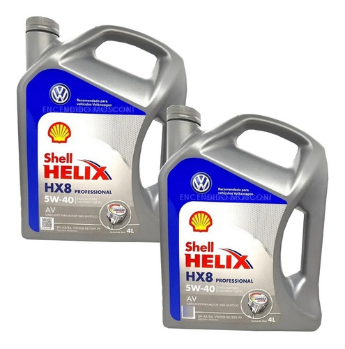 8l Aceite Shell Helix Professional Hx8 5w40 Sintético Vw