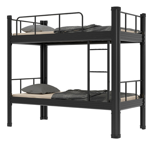 Cama Litera Metálica Doble Con Base De Madera 2 Plazas Color Negro