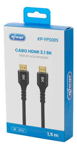 Cabo 1.5m Compatível Com Hdmi 8k Kp-yp5005