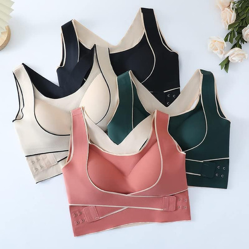 Front Side Buckle Sports Bra Women Shaping Push Up Seamless