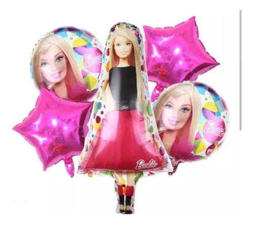 Set Globos Metalizados Barbie Gran 5pzs