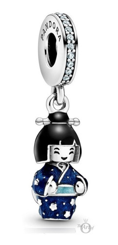 Pandora Charm Japonesa En Kimono Azul