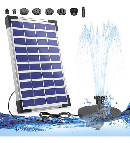 Aisitin Fuente Solar De 5,5 W Con 6 Boquillas, Kit De Fuente