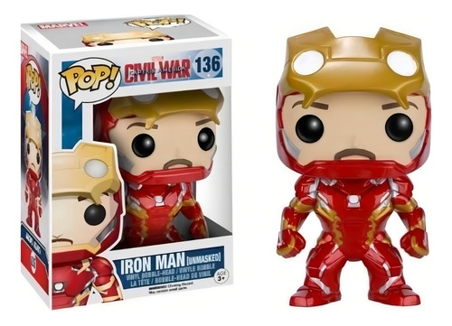 Muñeca Funko Pop Civil War Iron Man Unmasked 136