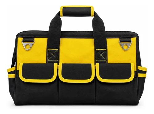 Maleta Porta Ferramentas 16 Bolsos Em Lona Reforçada Grande Preto/amarelo